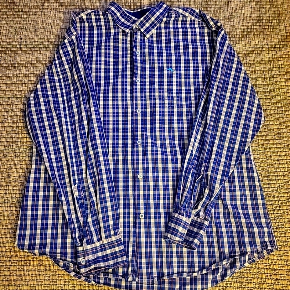 Tommy Bahama Shirt  Blue/White/Pink Button Up Long Sleeve 100% Pima Cotton EUC